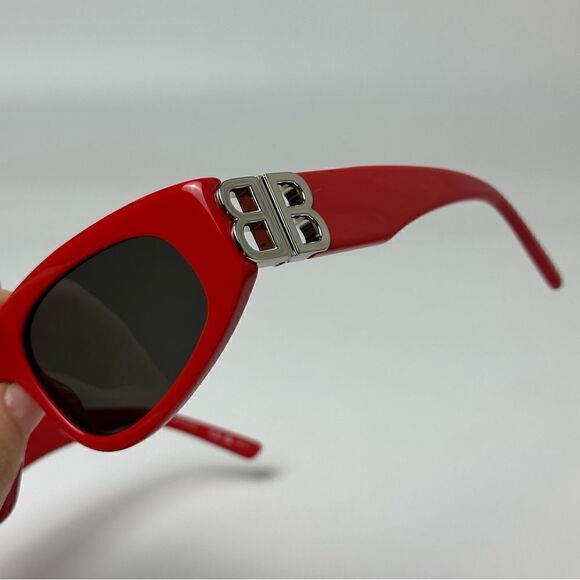 BALENCIAGA Sunglasses BB0095S 016 Red Silver Grey Women NEW main image 5